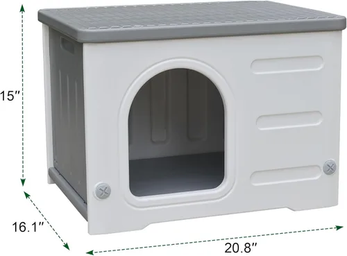 Miniatura 6 de Casa de Gatos de Plástico para Interior y Exterior, Casas para Gatos Salvajes Impermeables para Gatos al Aire Libre, Refugio para Gatos al Aire