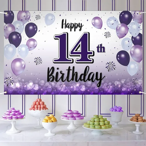 Miniatura 45 de Decoraciones de feliz cumpleaños 30, cartel grande de globo morado de 30 cumpleaños, suministros para fiesta de cumpleaños de 30 años. 30 (EE. UU.)