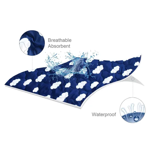 Miniatura 2 de Juego de sábanas protectoras de colchón ajustables impermeables Pack and Play, compatible con Graco Pack n Play & Dream On Me & Pamo Babe, para Nube