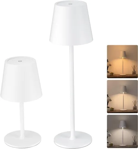 Miniatura 18 de JACKYLED Lámparas de mesa inalámbricas recargables, 3 alturas ajustables, funciona con batería de 5000 mAh, 3 colores de atenuación suave, lámpara