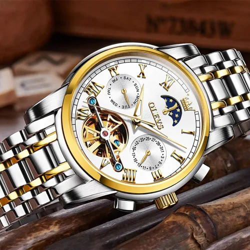 Miniatura 43 de OLEVS Relojes automáticos para hombre, esqueleto mecánico, de lujo, a la moda, reloj de pulsera luminoso impermeable