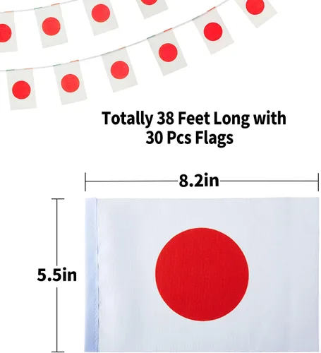 Miniatura 4 de Bandera de Japón Bandera japonesa, pequeñas banderas de cuerda de Japón Mini banderas japonesas, utilizadas para eventos deportivos escolares