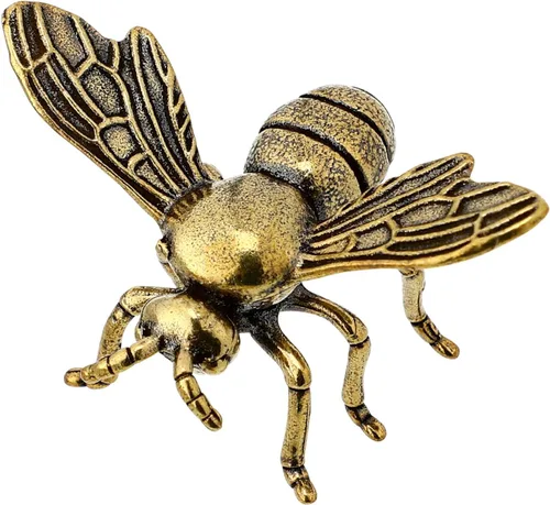 IMIKEYA Figuras de abeja dorada: estatuas de abeja de latón vintage, adorno decorativo de animal de latón para manualidades, pequeño adorno de
