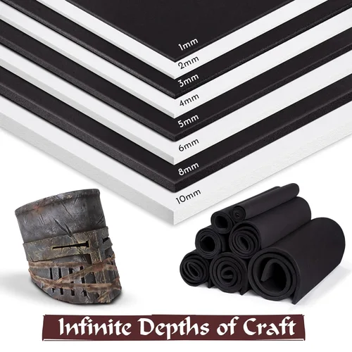 Miniatura 6 de Espuma EVA de Retención de Forma para Cosplay 1mm (1mm-10mm) 35.56x99.06 cm Hojas de Espuma EVA de Alta Densidad Negras o Blancas.
