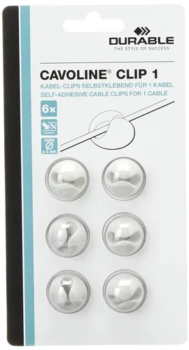 Miniatura 8 de Durable Cavoline - Clips para cables de gestión de cables, paquete de 6 clips autoadhesivos de grafito para 1 cable, perfectos para una gestión