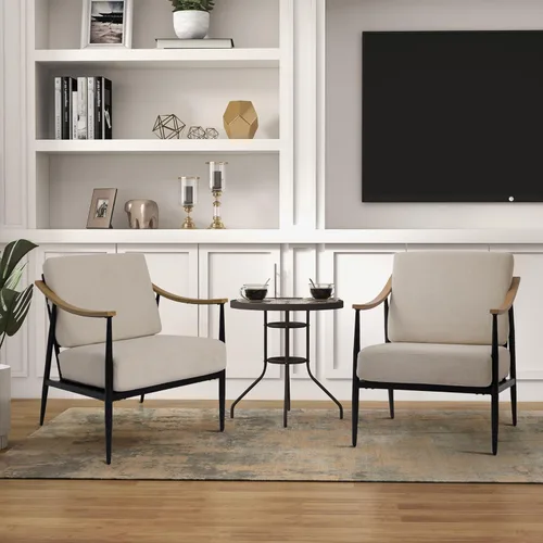 Miniatura 11 de RNKSFX Silla decorativa moderna para sala de estar, dormitorio, sillón de mediados de siglo, silla tapizada para oficina, cómoda silla de espera