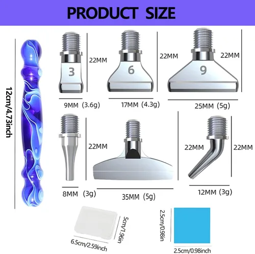 Miniatura 2 de 14 piezas Juego de bolígrafos para pintura de diamante con puntas de rosca de metal, un bolígrafo de arte de diamante, 6 puntas, 6 arcillas