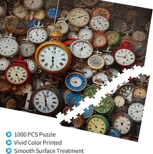 Miniatura 6 de Rompecabezas de 1000 piezas para adultos Pinturas famosas Relojes despertadores Formación contador de tiempo de madera ecológico Único 29.5'' x
