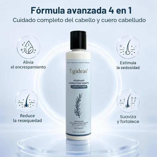 Miniatura 7 de Tgideas Acondicionador capilar de romero para mujeres y hombres, acondicionador desenredante e hidratante con infusión de queratina hidrolizada