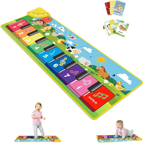 Miniatura 9 de FOKI Alfombrillas de piano, 3 en 1, tapete de juego musical de animales con piano y tambor para juguetes Montessori sensoriales de aprendizaje Agua