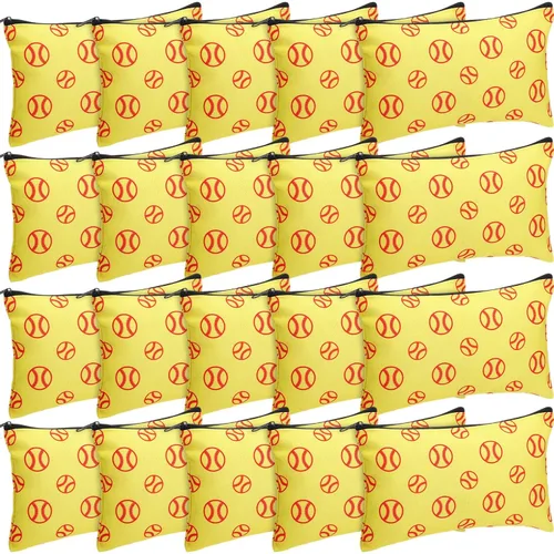Miniatura 12 de Eccliy 20 bolsas de maquillaje de béisbol, regalos de equipo deportivo a granel, bolsa de cosméticos de béisbol, accesorios para mujeres, bolsa