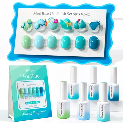 Miniatura 19 de Double Rhythm Juego de 6 esmaltes de gel sin hema, de 0.50 onzas, del mismo color, del mismo color, con el mismo color que se remoja, kit de esmalte