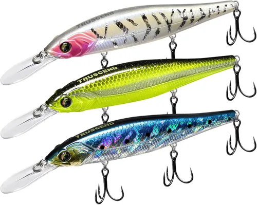 Miniatura 11 de TRUSCEND Suspending Jerkbait, Rattle Minnow Lures with BKK Hooks, Freshwater Bass Trout Striper Walleye Pike Fishing Lures, Variety Pack for All