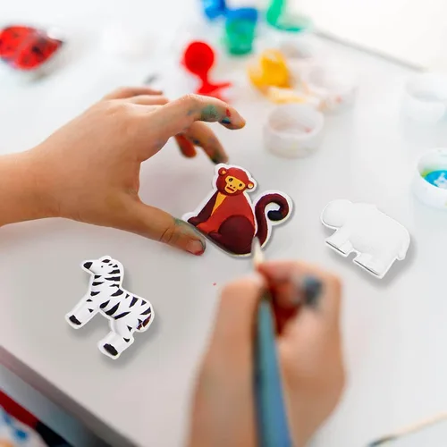 Miniatura 5 de Funto Kit de pintura de animales para niños, pinta tus propias figuras con imán, juego de manualidades de 27 piezas, cerámica para pintar, proyectos