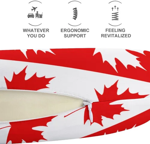 Miniatura 5 de Almohada de cuello de hoja de arce canadiense, almohada lavable suave en forma de U para viajes de oficina en casa