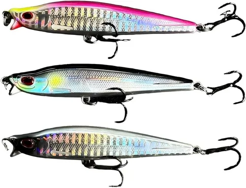 3 piezas Jerkbait para pesca de lubina, señuelos de pesca de agua salada de minnow, sistema de transferencia de 3.7 in y 0.85 oz, señuelos de