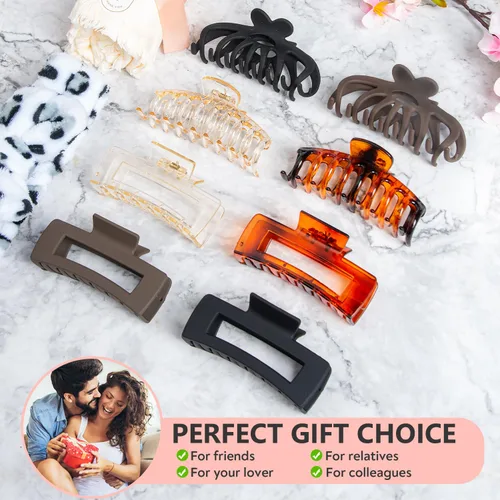 Miniatura 5 de 8 pinzas para el cabello Alhadi para mujer, paquete variado de pinzas de garra, 3 diseños múltiples de pinzas para el cabello grandes, para cabello