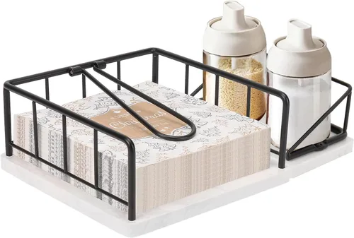 Miniatura 14 de Livabber Servilletero plano, almacenamiento de servilletas de cocina de metal con brazo de tensión ponderada, dispensador de papel de seda rústico