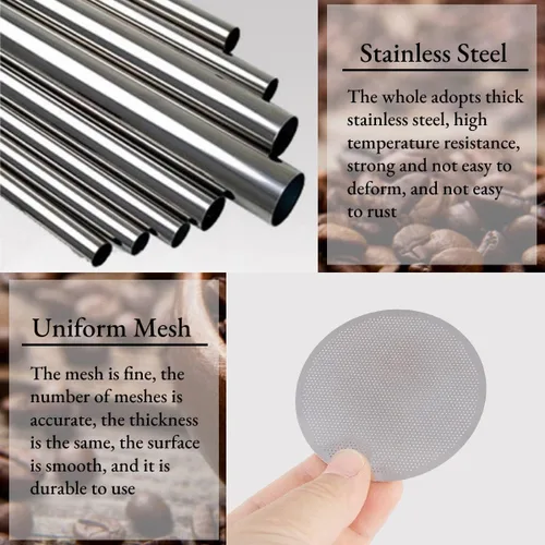 Miniatura 5 de Yosoo - Filtros de café de metal reutilizables de 2.362 in, malla ultra fina, color plateado, compatibles con cafeteras, 1 unidad
