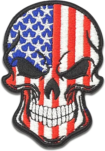 Miniatura 8 de Parche de calavera - Parche de calavera con bandera de Canadá - Parche de velcro - Parche bordado - Parche para mochilas, gorras, chaquetas, ropa