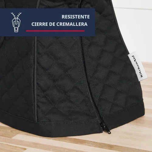 Miniatura 3 de KITCHENAID Funda Ajustada para Batidora de Pie con Cabezal Inclinable Sólida con Bolsillo de Almacenamiento, Acolchada 100% Algodón, Negro Mate