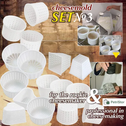 Miniatura 8 de PetriStor - Kit de 16 piezas de queso suave para principiantes - Moldes de queso pequeños - Moldes de queso crema para hacer queso - Molde