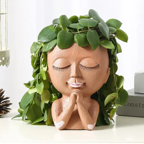 Miniatura 6 de Macetas de cara para suculentas, maceta de cabeza linda, para plantas de interior y exterior