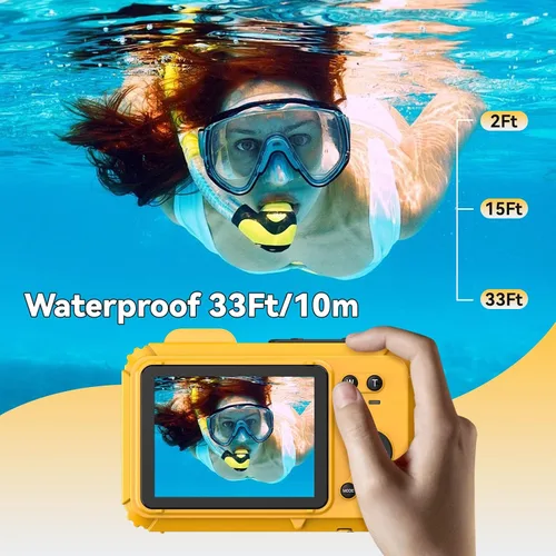 Miniatura 3 de Cámara subacuática, 2.7K 56MP 33FT Cámara digital impermeable con zoom óptico 6X y zoom digital 4X Pantalla IPS de 2.8 pulgadas, ideal para snorkel