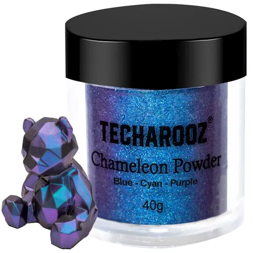 TECHAROOZ Cian-azul-púrpura 1.41 oz- Polvo de mica camaleón, polvo de mica con cambio de color, purpurina holográfica para suministros de resina UV