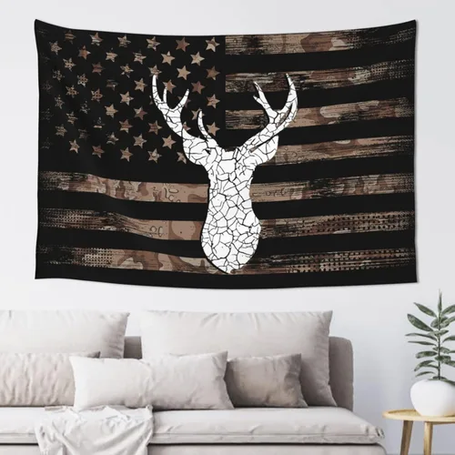 Miniatura 13 de JUHIOPOI Tapiz retro con bandera americana, decoración de pared, tapiz de arte para colgar en la pared, tapiz de pared para dormitorio, sala