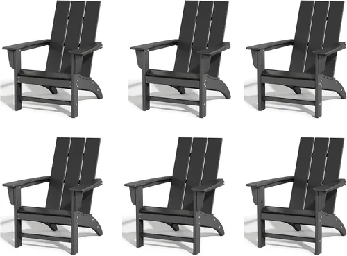 Miniatura 29 de Silla Adirondack de Madera Sintética Adiromoti, Sillas de Patio Resistente a Todo Clima, Aspecto de Madera, Silla Pre-Ensamblada para Fuego al Aire