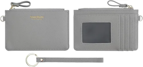 Miniatura 4 de Aiyo Nice Funda delgada para tarjetas RFID para mujer, cartera con cremallera, cartera de piel pequeña, monedero con llavero