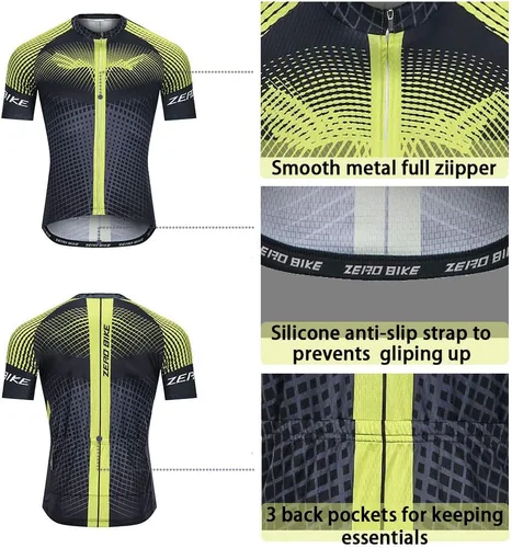 Miniatura 4 de ZEROBIKE Conjunto de camiseta de ciclismo de manga corta para hombre, transpirable, de secado rápido, acolchado, 3D, ropa de bicicleta MTB
