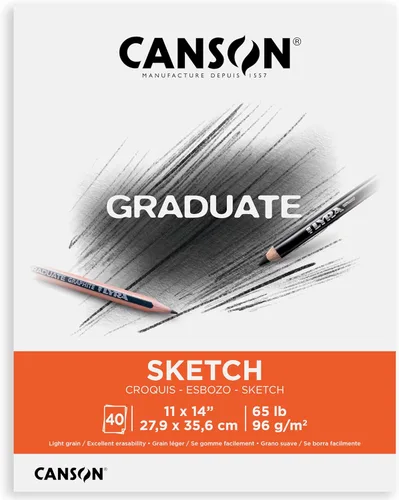 Canson Bloc de bocetos para graduados, plegable, 11 x 14 pulgadas, 40 hojas | Papel de artista para adultos y estudiantes, dibujo, bocetos y diario