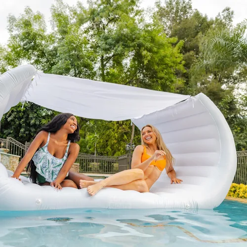 Miniatura 5 de Comfy Floats Sofá inflable para piscina, flotador de piscina blanco, cabina flotante, flotador de piscina de lujo para adultos