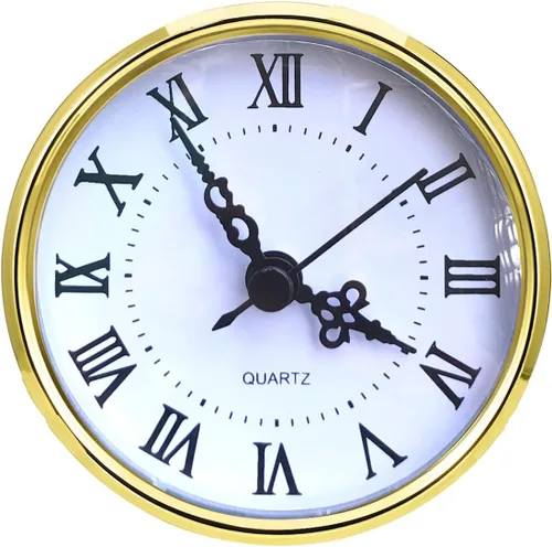 Miniatura 10 de HILLHOME Mini reloj de cuarzo redondo de 4.3 pulgadas (4.331 in), movimiento de ajuste, reloj en miniatura, esfera dorada, bisel en tono dorado