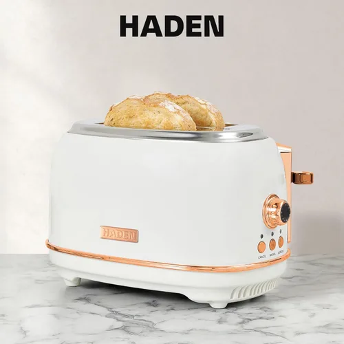 Miniatura 6 de Haden Heritage Tostadora de ranura ancha de 2 rebanadas, tostadora de pan de acero inoxidable con control de tostado ajustable, bandeja para migas