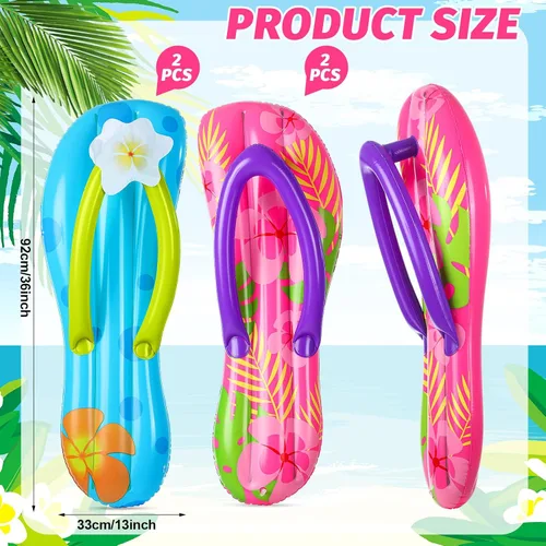 Miniatura 3 de JellyArch 4 pantuflas inflables para tabla de surf de 36 pulgadas, flotadores inflables para piscina, decoraciones de fiesta hawaiana Luau