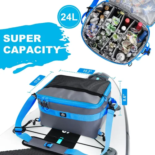 Miniatura 3 de YVLEEN Enfriador de tabla de remo impermeable, enfriador de SUP, material de PVC duradero, bolsa de cubierta con bolsillo superior de malla, correas
