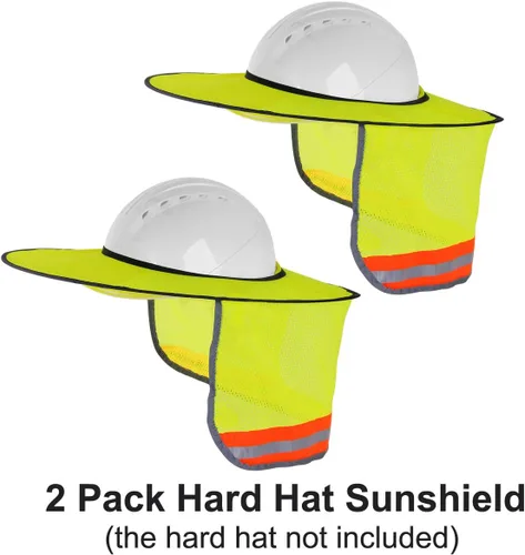 Miniatura 7 de Paquete de 2 parasoles para casco duro, protector solar de malla con ala completa para cascos duros, alta visibilidad, reflectante