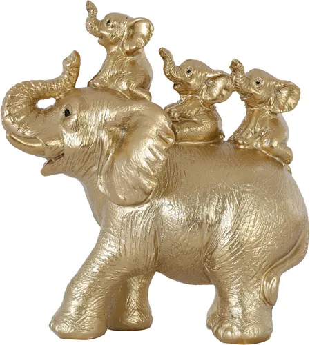 Decoración de estatua de elefante dorado, figuras de elefante que traen buena suerte, salud, fuerza, oficina, estante de TV, estante, sala de estar