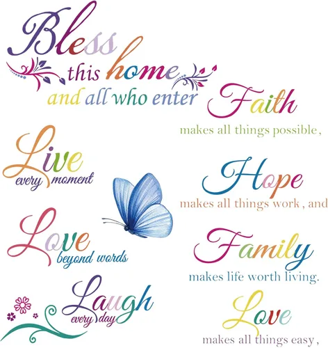Miniatura 2 de Zonon 3 hojas de vinilo con citas para pared, diseño de amor, fe, esperanza, familia, inspiradoras, calcomanías motivacionales para pared, versículo