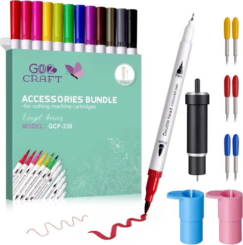 GO2CRAFT Paquete de accesorios, 21 herramientas perfectas para dibujar y cortar, carcasa de corte profundo, cuchillas de corte de repuesto,
