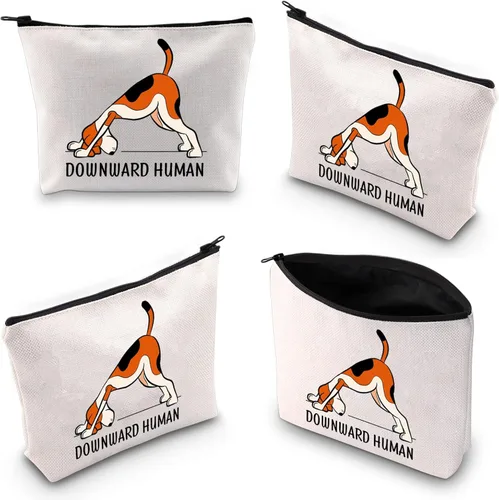 Miniatura 6 de XYANFA Bolsa de maquillaje de yoga hacia abajo para amantes de la yoga humana, regalo para amantes de los perros, regalo para yoga, niña, mamá
