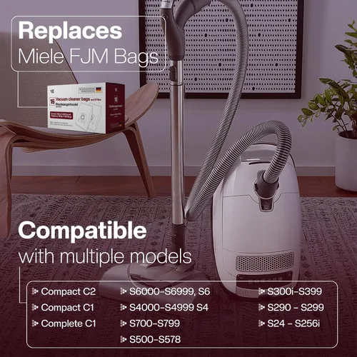 Miniatura 2 de 16 Bolsas para Aspiradora [Reemplaza Miele FJM] – Compatible con Miele [Serie Completa C1, Compact C1 y C2] – incl. 4 Filtros de Motor y Escape