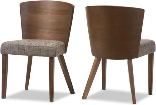 Miniatura 5 de Baxton Studio Silla de comedor moderna de madera de gorrión, marrón, juego de 2, 20.62 pulgadas de largo x 22 pulgadas de ancho x 31.25 pulgadas