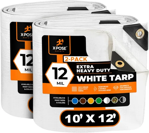 Miniatura 144 de Lona protectora Xpose Safety multiusos, de poliéster blanco, resistente, resistente al agua, resistente a la intemperie, resistente a rasguños