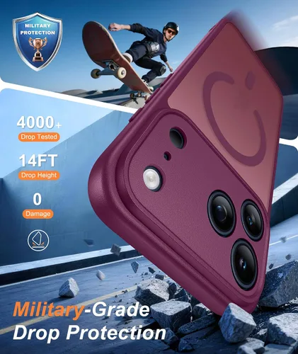Miniatura 916 de FNTCASE Funda para iPhone 17 Pro: Fundas delgadas translúcidas de color azul claro compatibles con MagSafe, protección completa de la cámara