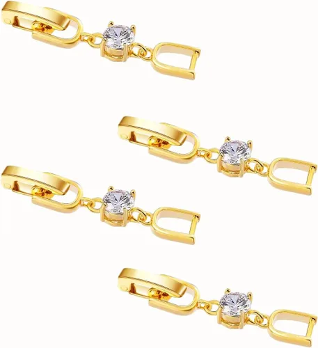 Miniatura 7 de Extensor de pulsera de collar dorado para mujer, 4 cierres plegables de joyería para fabricación de joyas
