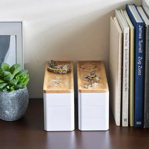 Miniatura 9 de YAMAZAKI Home Rin Reloj Apilable Y Estuche De Accesorios, Joyero Organizador Para Gafas - Plástico + Madera